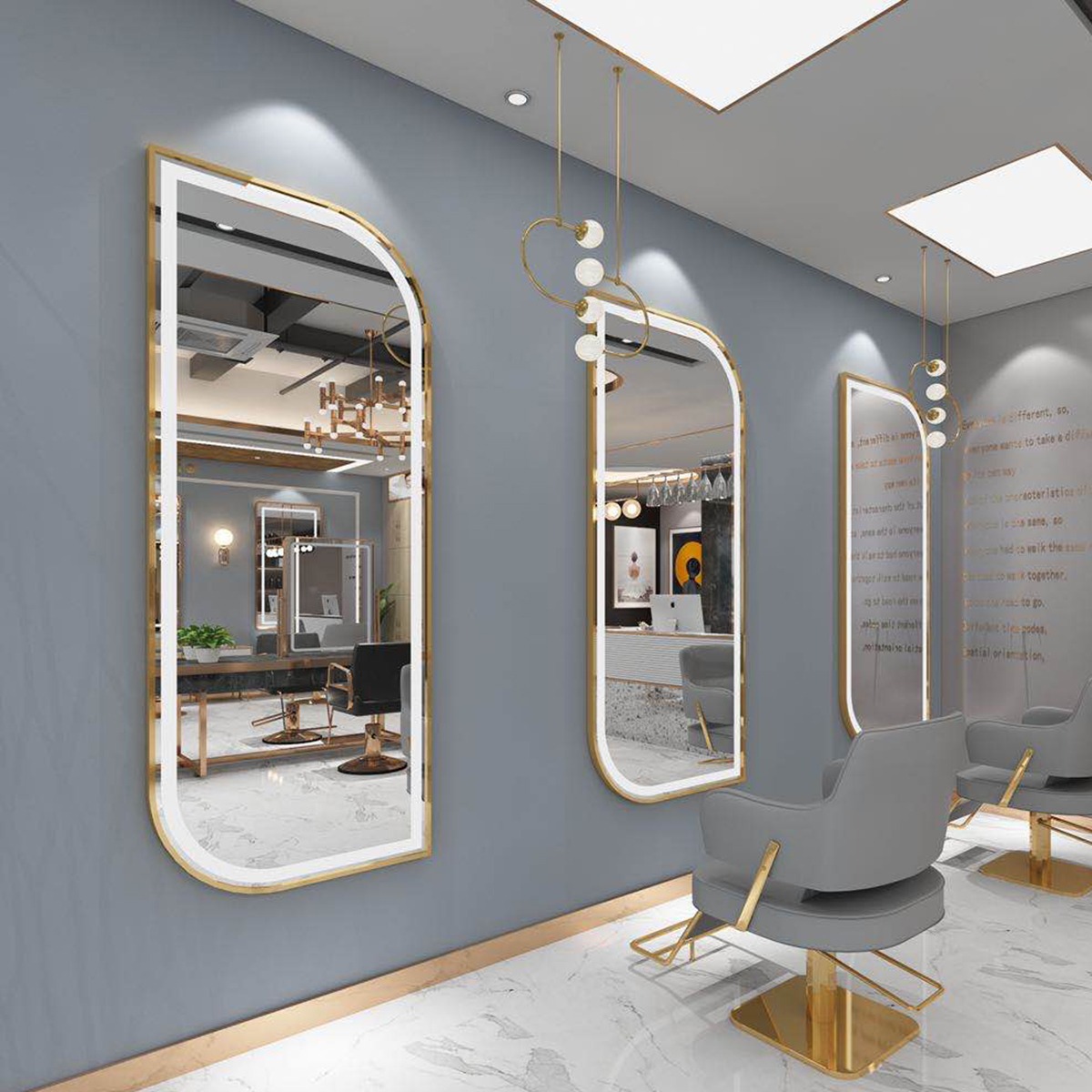 Espejo de Barbería, Soporte para Espejo de Salón de Belleza, Espejo Moderno para Tintes y Permanentes, Espejo de Pie de Cuerpo Entero para Peluquería, Estable.