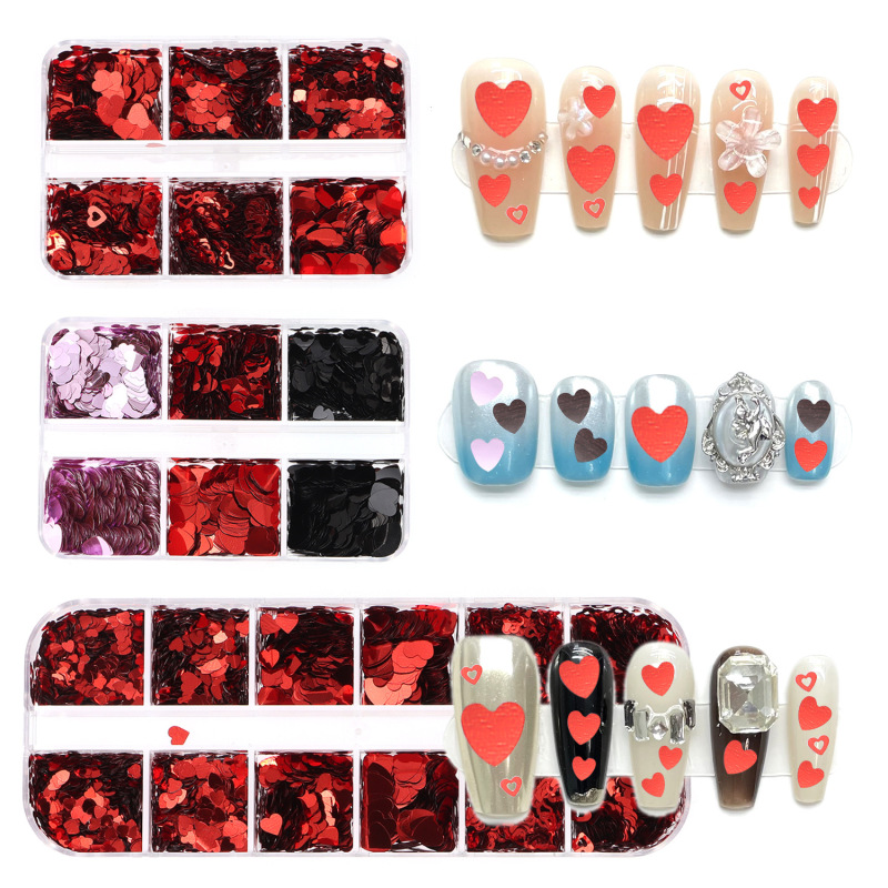 Valentine's Day Red Love Nail Art Sequin Mixed Style DIY Material Heart Shape Boxed Nail Pieces Jewelry Wholesale Valentine's Day Red Love Nail Art Sequin Mixed Style DIY Material Heart Shape Boxed Nail Pieces Jewelry Wholesale