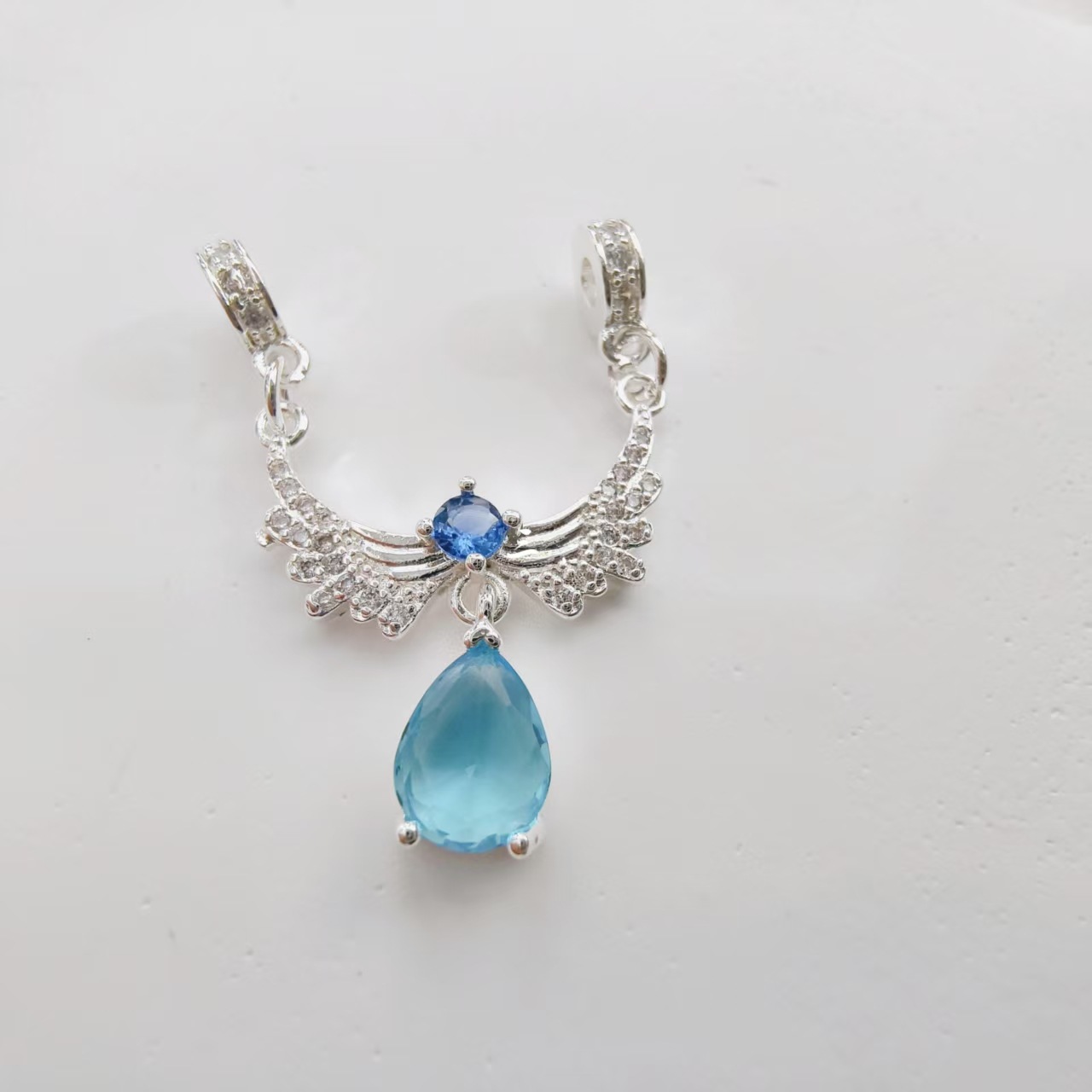 Color-Preserving Zircon Inlaid Pendant Wing Necklace Crystal Bracelet DIY Accessory Spacer Bead with Through-Hole Handmade Material New Model
