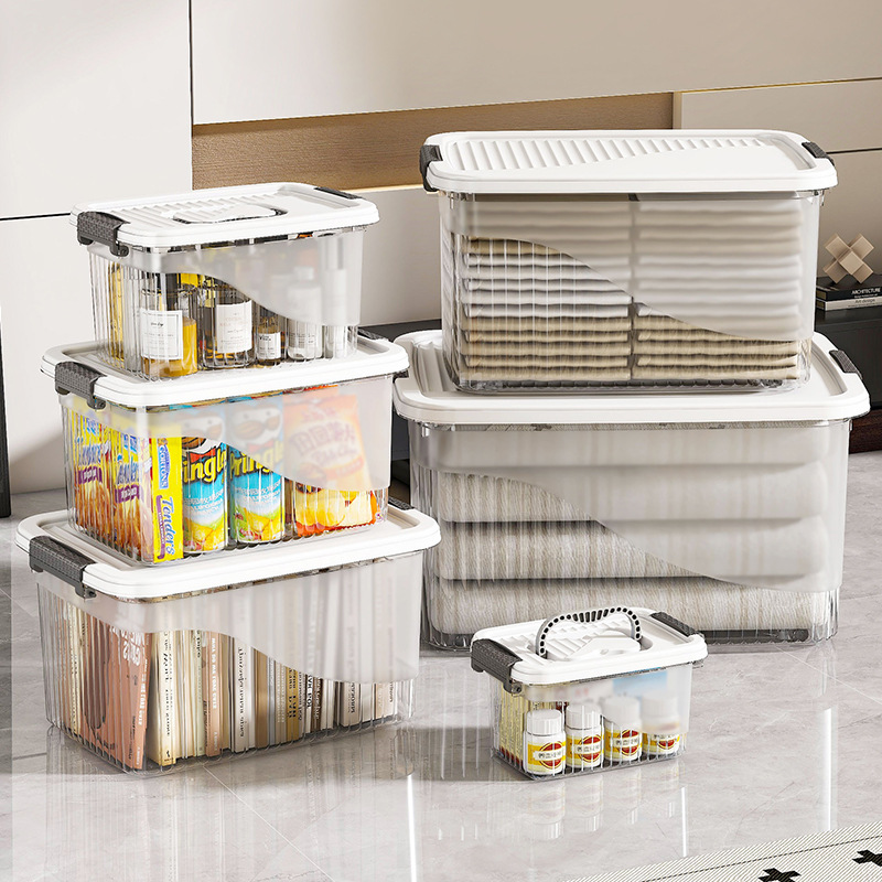 Plastic Transparent Storage Box for Home Clothes Storage Box Wardrobe Toy Storage Cabinet Extra Large Thickened Storage Box