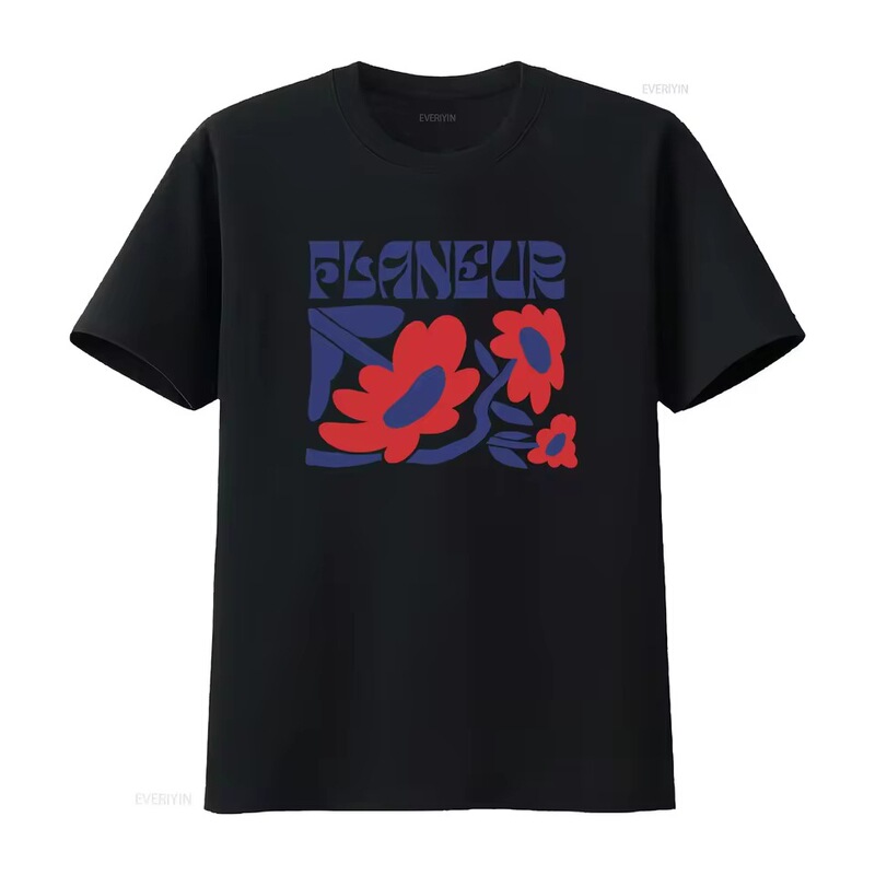 Flaneur T-Shirt French Style Vintage Bohemian Retro Top with Printed Design Casual Outfit