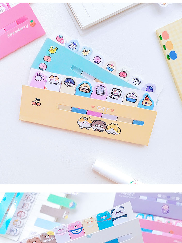 Japan And South Korea Stationery Cute Regimented Rows Notes Sticky Notes Notes Left Note Sticker Stick Label Learning Classification Notes display picture 1