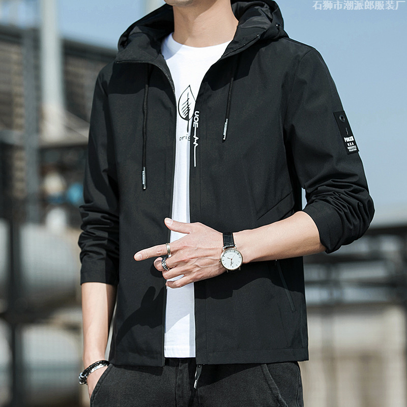 2025 Autumn Jacket Men's Hooded Jacket Youth Men's Korean Style Casual Sports Jacket Versatile Casual Short Style