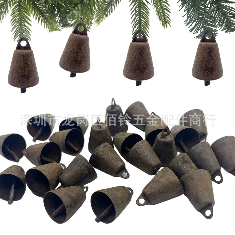 Рождественский открытый рог ржавый цвет ржавый колокольчик металлический орнамент ретро колокольчик DIY оптовая праздничная декоративная подвеска