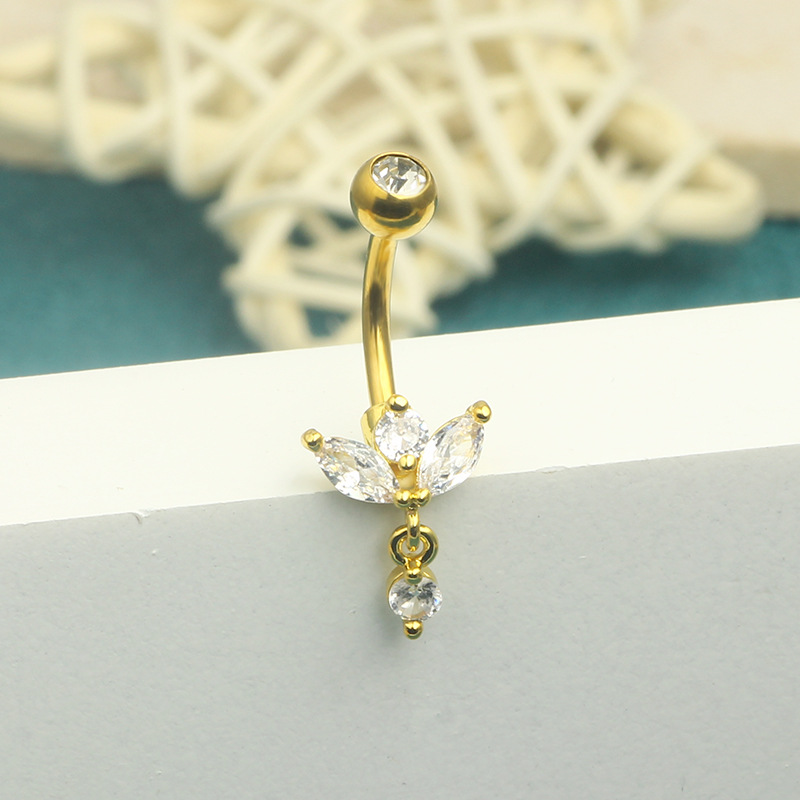 Belly Ring Classification 1 Piece Quantity 1 Piece Belly Rings Simple Style Solid Color 304 Stainless Steel Inlay Zircon