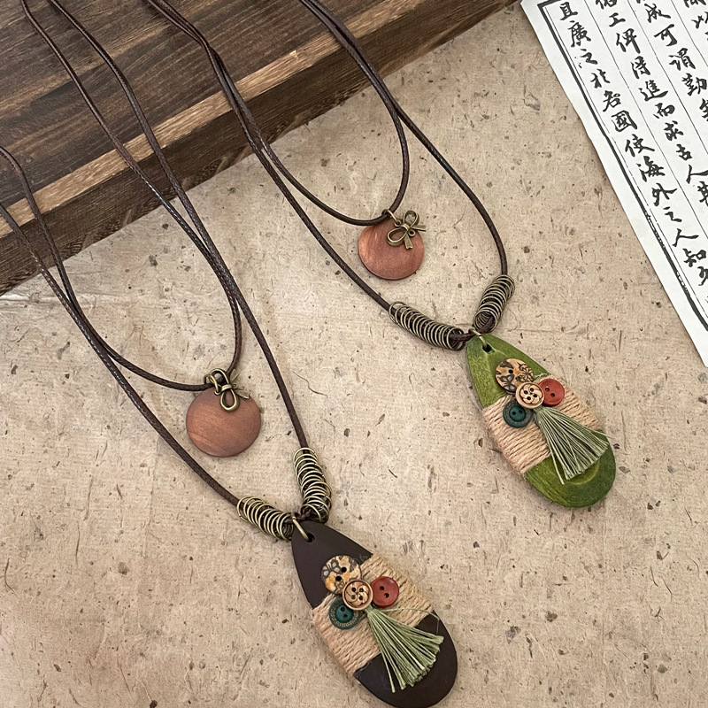 Estilo étnico bowknot ovalado collar de doble capa para mujer nueva cadena de suéter de temperamento retro chino joyería de diseño de nicho