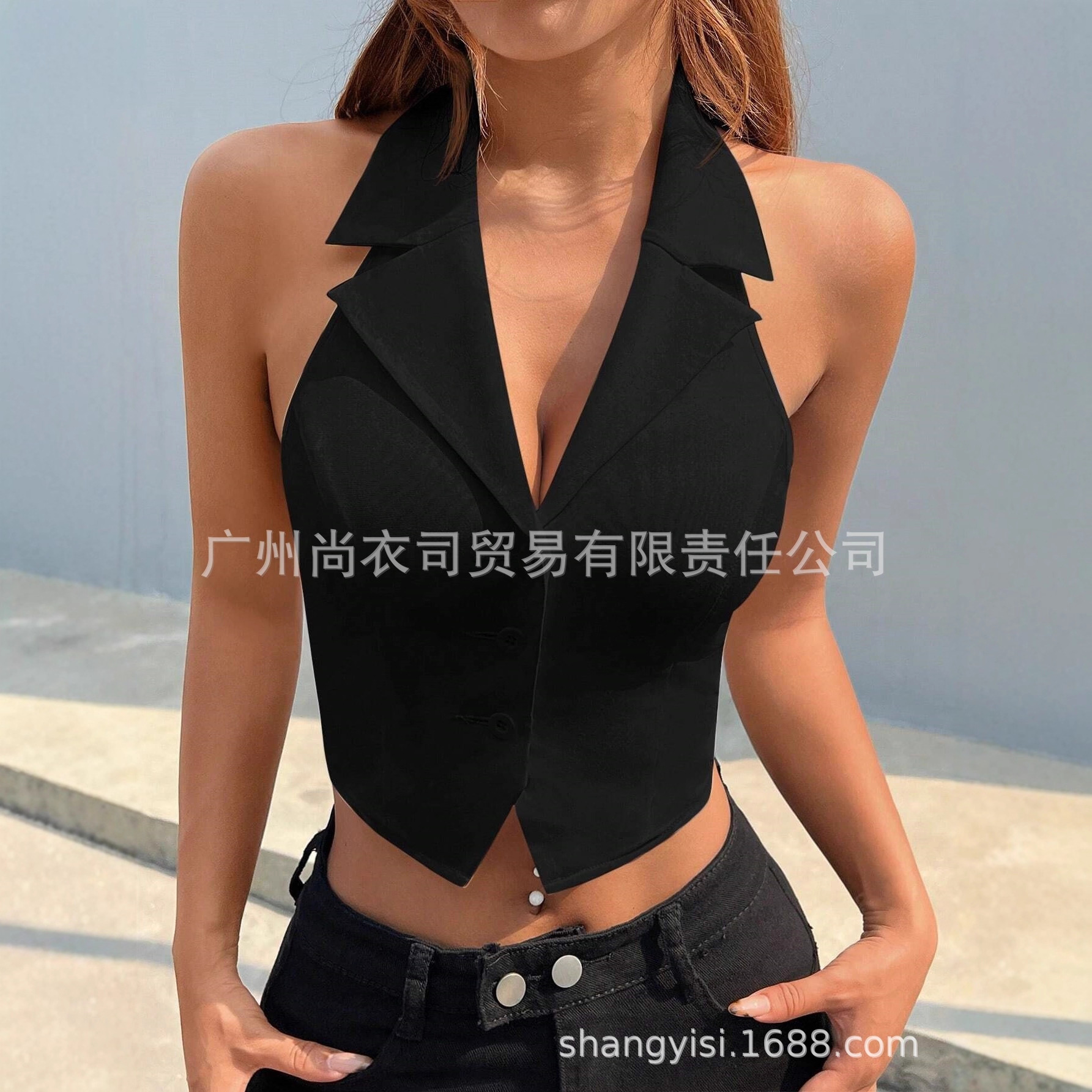 Cross-Border European and American Fashion Aliexpress Amazon Temu Popular Versatile V-Neck Halterneck Hot Girl Vest