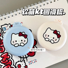 可爱猫咪贴纸diy气垫梳子迷你便携按摩梳折叠镜梳一体软妹小梳子