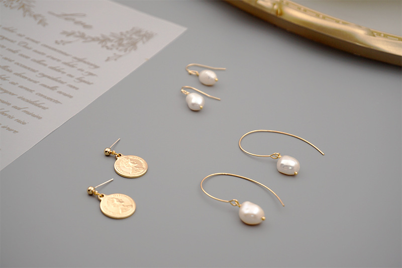 Fashion Irregular Pearl Titanium Steel Copper Drop Earrings 1 Pair