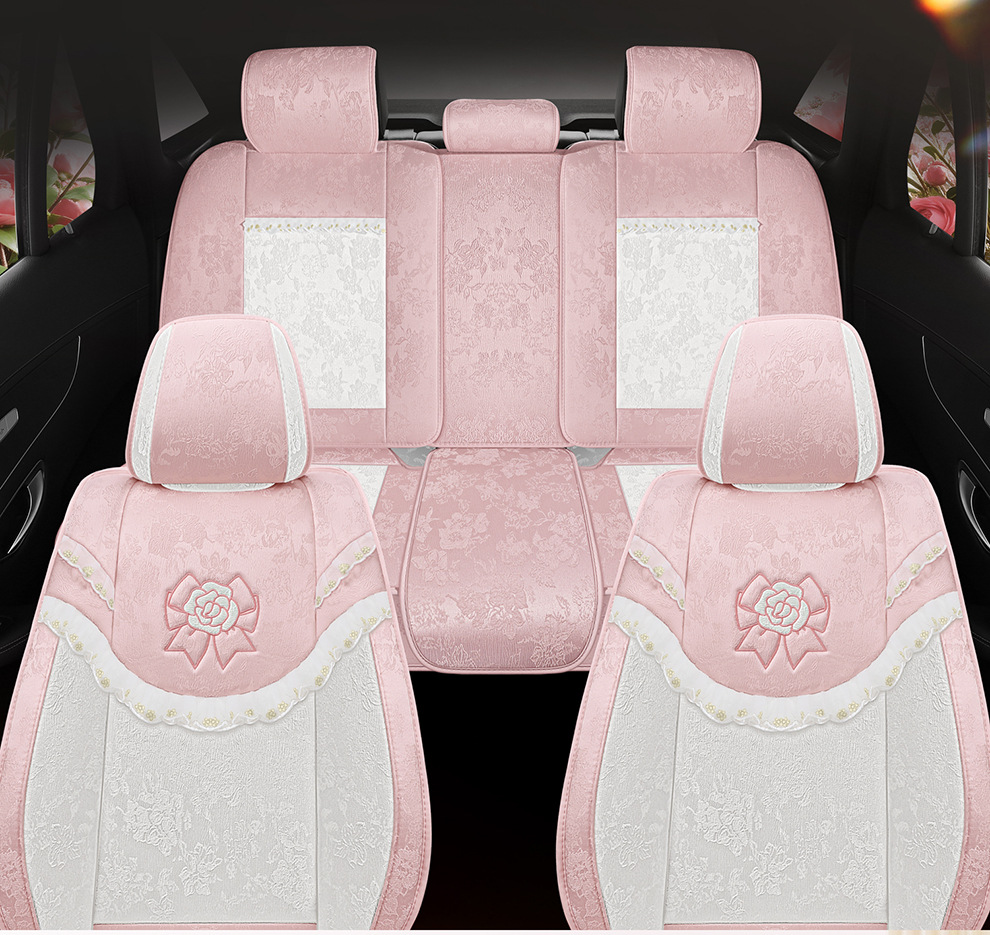 2026 New Model Ancient Style Camellia Jacquard Embossed Lace All-Season Car Seat Cushions Wholesale Cross-Border Export