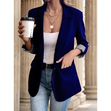 H 22449 Buttoned Sleeve Roll Up Blazer 纽扣卷袖西装 代发