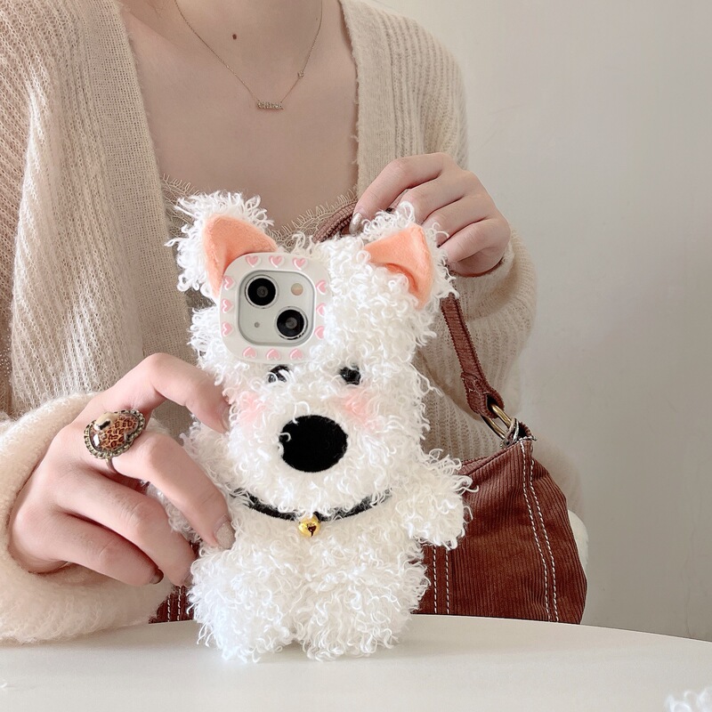 Plush Cute Bell West Highland Dog Iphone17 Apple 16 Compatible 14/15Pro Max Phone Case 11 Plush Cute Bell West Highland Dog Iphone17 Apple 16 Compatible 14/15Pro Max Phone Case 11