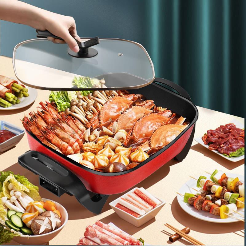 韓国式多機能家庭用四方鍋しゃぶしゃぶ焼き電気鍋無油煙プレゼント卸売り学生寮鍋電気鍋|undefined