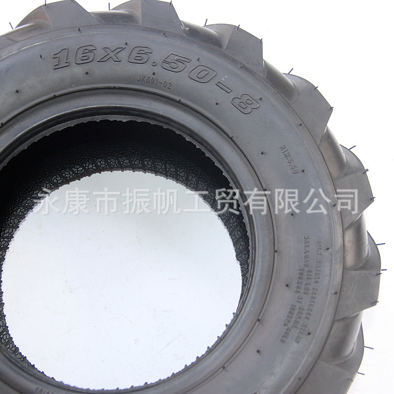 Sweeper Truck Tire 16X6.50-8 Tire, Micro-Tiller Agricultural Vehicle Deep-Tread Herringbone Vacuum Tire 8inch Wheel Hub Accessories