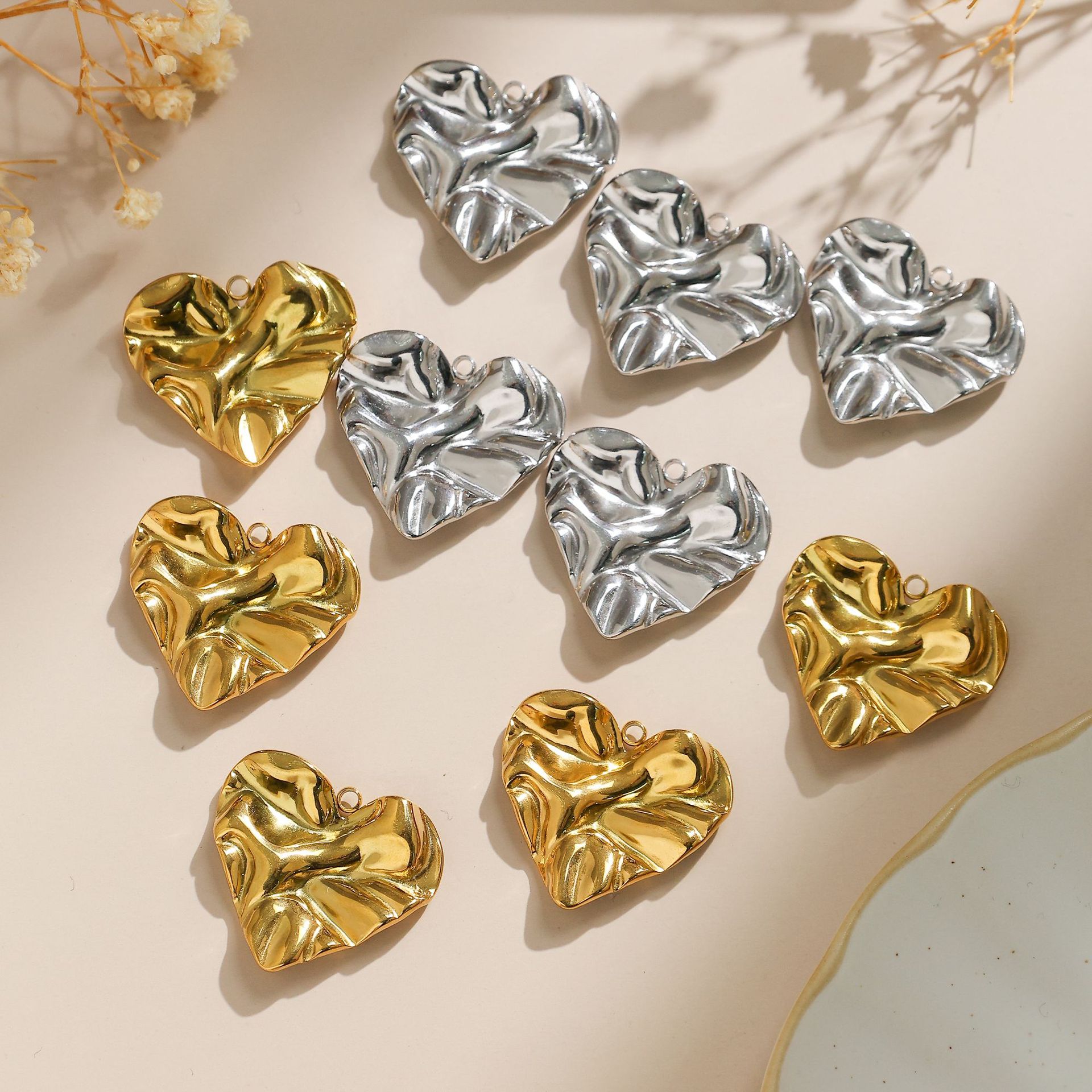 DIY Jewelry Accessories Classification 5 PCS/Package 304 Stainless Steel Heart Shape Pendant