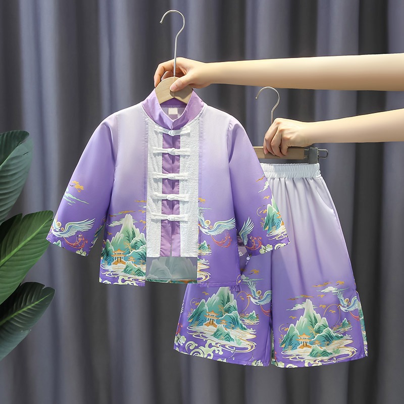 Mandarin Collar Children's Hanfu Spring Set Exquisite Chinese Style Birthday Dress for Boys Baby Spring and Autumn Ancient Style Performance Costume