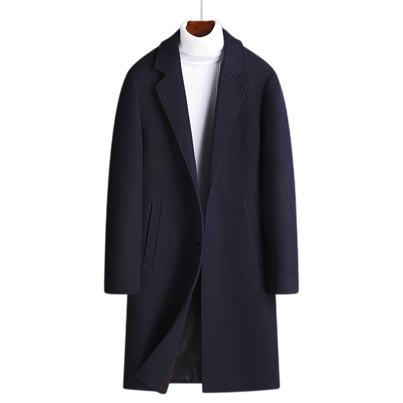 Autumn and winter men's wool coat, mid-length, suit collar, single-breasted, two-button, business casual woolen coat, direct from the manufacturer