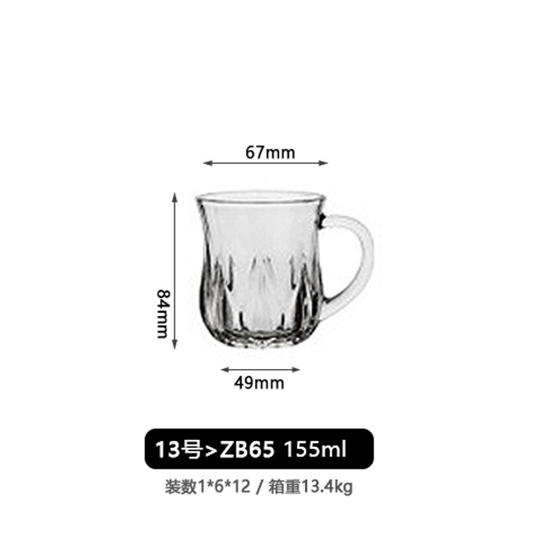 Glass Handle Cup Set Taza de menú transfronteriza Taza de desayuno Taza de café Set con mango transparente Taza de menú