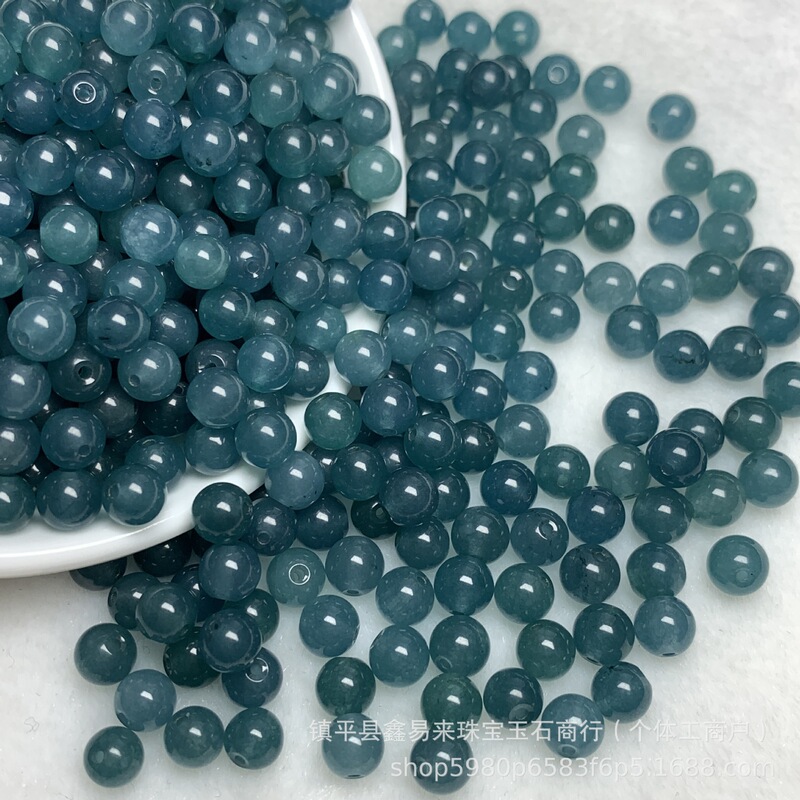 High-Quality Ice Jade Blue Water Color 6mm Jade Round Beads Loose Beads DIY Bracelet Necklace Loose Beads Jade Wholesale