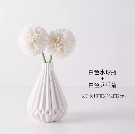 흰 물 공 병 + 흰색 탁구 국화