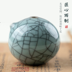 Celadon Ru kiln water drop calligraphy inkstone ceramic water bowl grinding ink grinding four treasures of the study Chinese painting inkstone ink drop pot