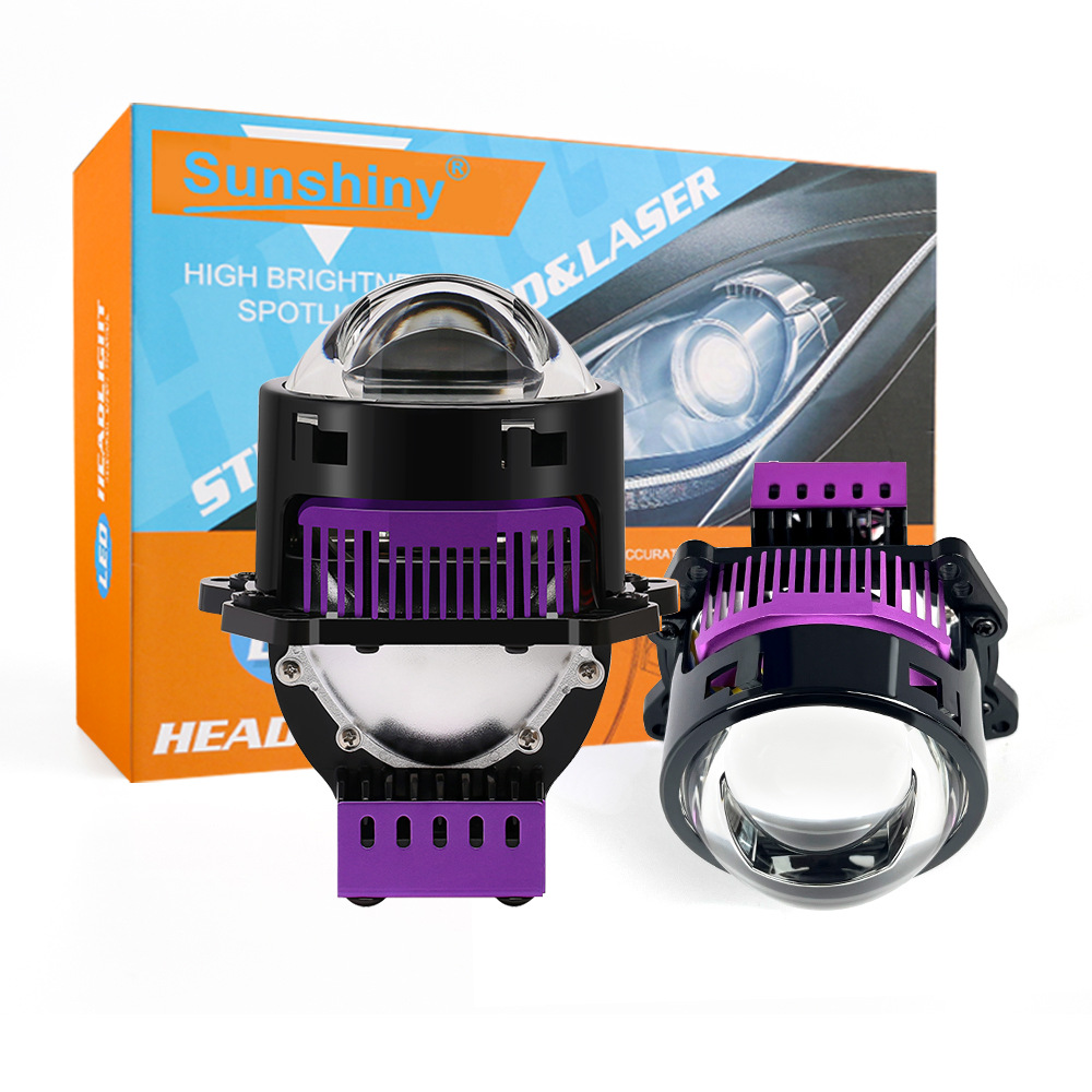 Matriz de producción de fábrica, lámpara de coche de lente grande, lámpara corta de coche láser grande de tres disparos directos de 3.0 pulgadas, faros brillantes