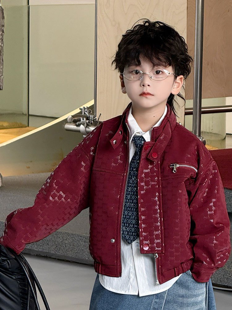 25612 Бордовая кожаная куртка с воротником-стойкой