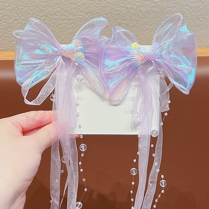 子供用ヘアピンかわいい女の子レインボー蝶結び編み髪飾りポニーテールリボン女の子ヘアアクセサリー|undefined