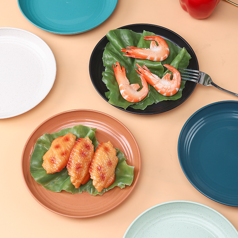 18cm disco 7 pulgadas de paja de trigo plato de hogar engrosada plato de fruta de plástico restaurante merienda placa Placa de hueso
