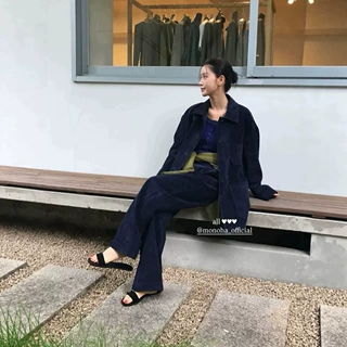 qc不退换2026秋新韩版mo*oha宽松复古工装风翻领麂皮外套/休闲裤