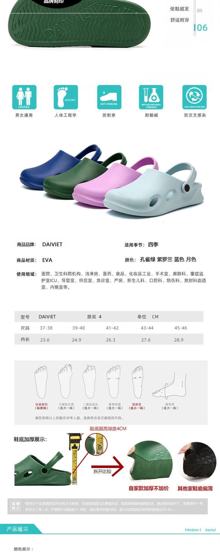 Surgical shoes, operating room slippers, women's medical non-slip toe-toe doctor and nurse monitoring room experimental hole-in-the-wall shoes