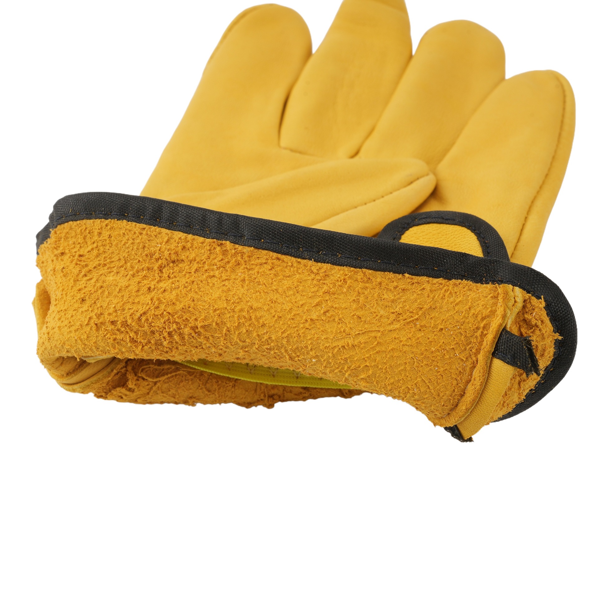 Guantes de soldadura gruesos y resistentes al desgaste guantes de soldadura de piel de oveja guantes cortos de aislamiento térmico de color natural guantes de soldadura por arco de galvanizado