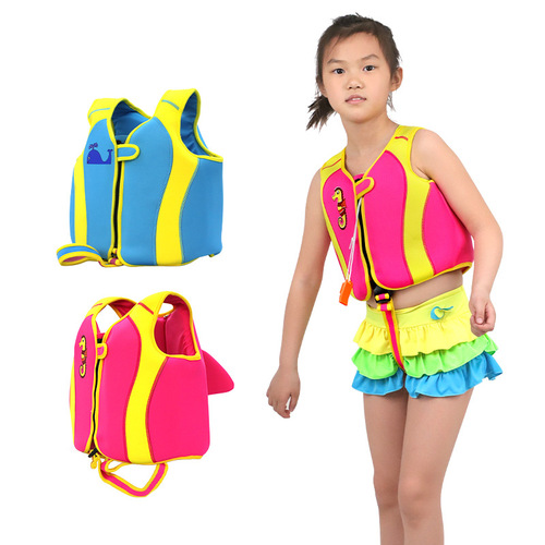 New children's professional buoyancy-free inflatable fashionable color matching unisex adjustable snap swimsuit wholesale