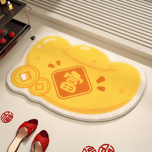 新年发财元宝仿羊绒地毯喜庆节日装饰地垫入户门玄关地垫浴室门垫