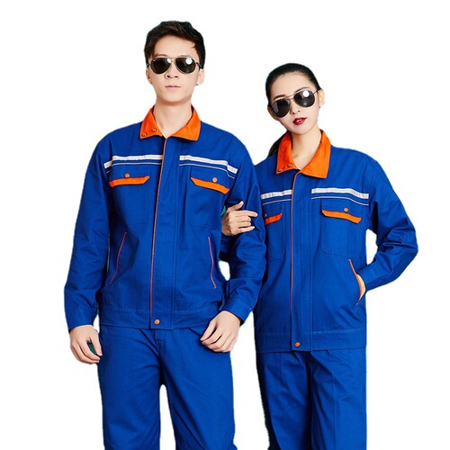 Wholesale Pure Cotton Workwear Set for Men: Spring & Autumn Long-Sleeve Safety Clothing, Reflective and Abrasion-Resistant Auto Repair Gear with Customizable Logo Printing