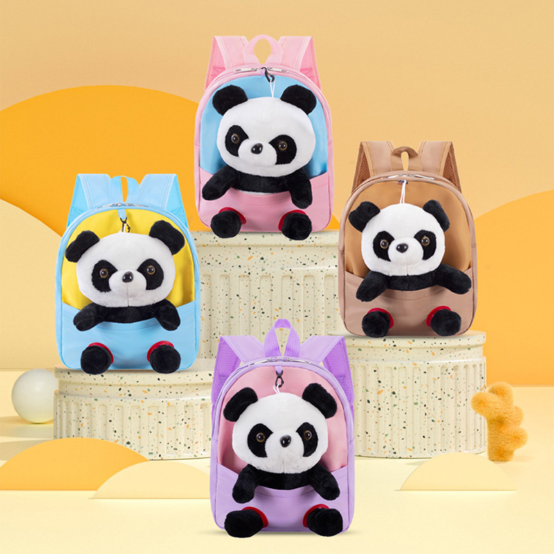 New Children's Backpack Cartoon Cute Panda Doll Backpack Kindergarten Schoolbag Lightweight Children's Backpack Student