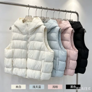 褶皱马甲新款羽绒服女外套女2026冬季设计感小众坎肩外套女