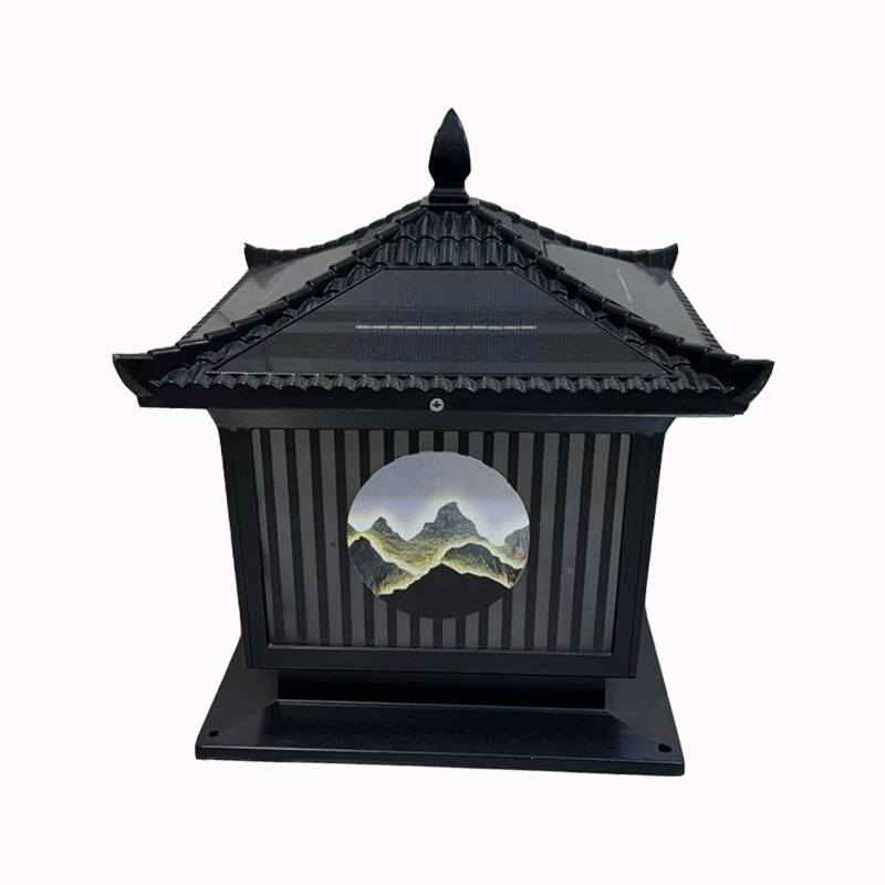 日照金山太阳能柱头灯门柱灯别墅围墙户外庭院大门立柱防水铝材|undefined