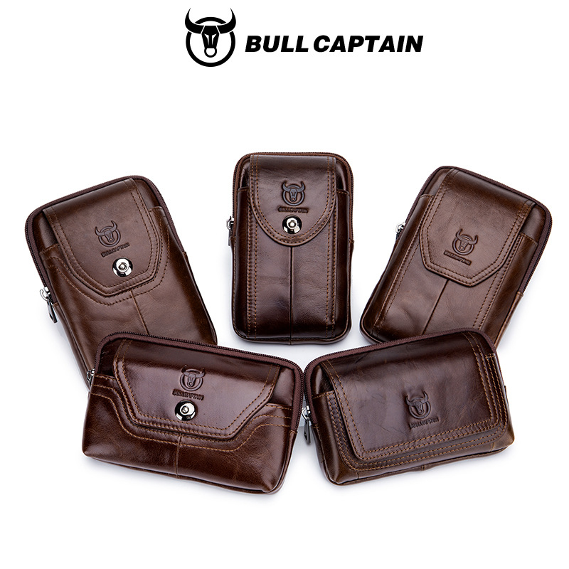 Capitán Niu cuero hombres cinturón de cuero multifuncional gancho cuero genuino 5.5.6.4.7 pulgadas teléfono móvil caja registradora bolso de la cintura