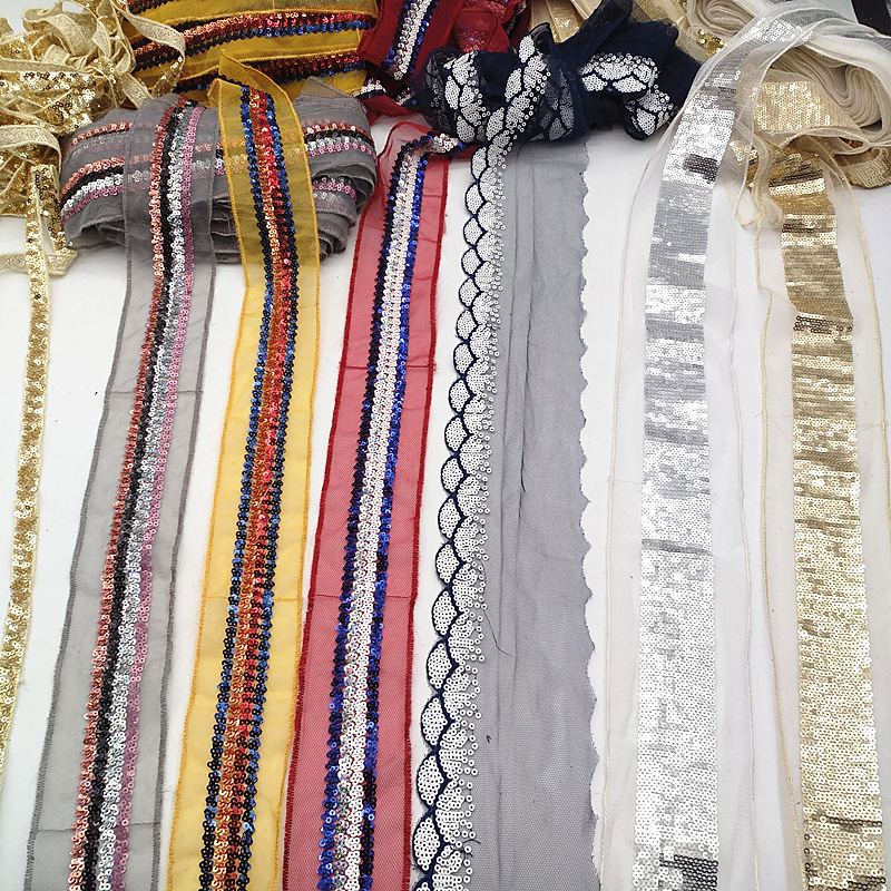 现货供应亮片刺绣花边 民族服饰童装婚纱辅料 刺绣提花织带 批发