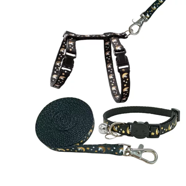 Amazon Explosions Luminous Dog Traction Rope Star Moon Pattern Cat Chest Strap Traction Rope Cat I-Word Anti-Break