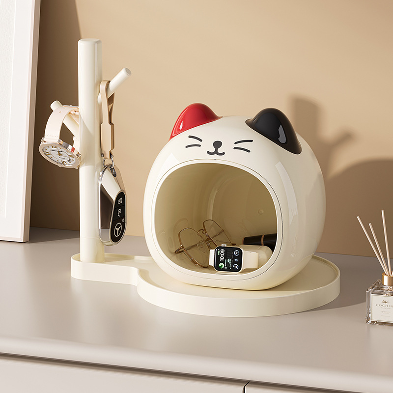 귀여운 고양이 모양 현관 장식품, 잡화 및 열쇠 보관함, 귀여운 나뭇가지 모양 수납 선반
