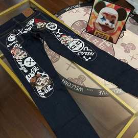 一件代发 2026春秋新款潮牌福神男士大M刺绣休闲潮流直筒牛仔裤男