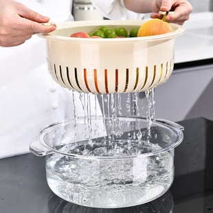 Rotating Drain Basket Internet Celebrity Creative Multi-Functional Double-Layer Drain Basket Vegetable and Fruit Cleaning Storage Basket Has Received Rave Reviews