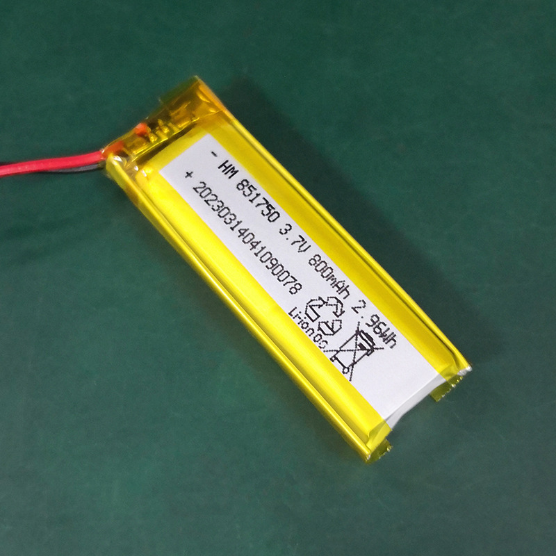 851750软包电芯3.7V800mah草坪灯风扇吸尘器led小夜灯聚合物电池
