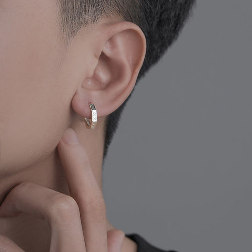 Men's Simple Minimalist Unique Earrings, Personalized Men's Geometric Trend Earrings, Roman Numerals Men's Earrings, Fashionable Male Ear Cuffs, Ear Accessories for Boys