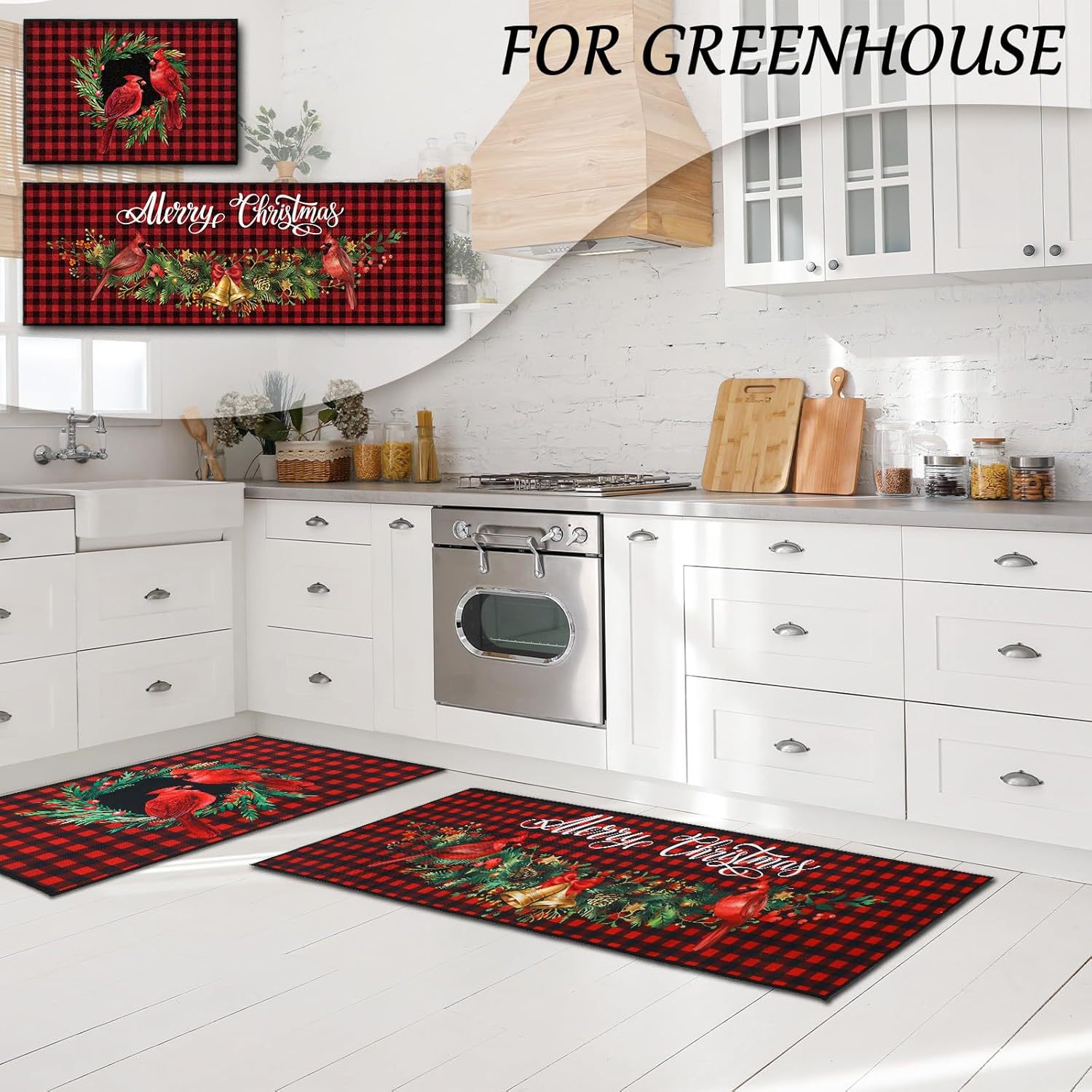 Al por mayor transfronterizo escena navideña de lana de cristal resistente a la suciedad resistente al desgaste cocina puerta de entrada al baño esterilla larga