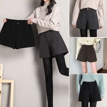 毛呢短裤女秋冬2024新款冬季呢子格子显瘦A字阔腿外穿小个子