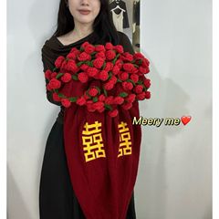 玫瑰花束百喜毯子成品闺蜜送新人订婚结婚手捧花红色披肩盖毯厂家