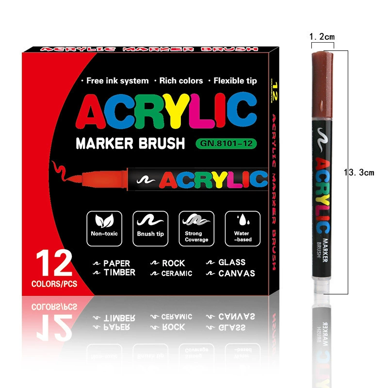 Amazon акриловый маркер с мягкой головкой, непрозрачная акварельная ручка с ручной росписью, 24 цвета, 36 цветов, ручка с крючком